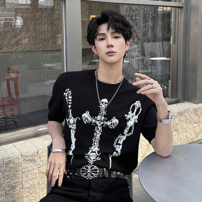 Skeleton Print Short Sleeve T-Shirt WN25052