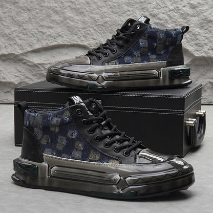 Distressed Check Platform Sneakers WN24728