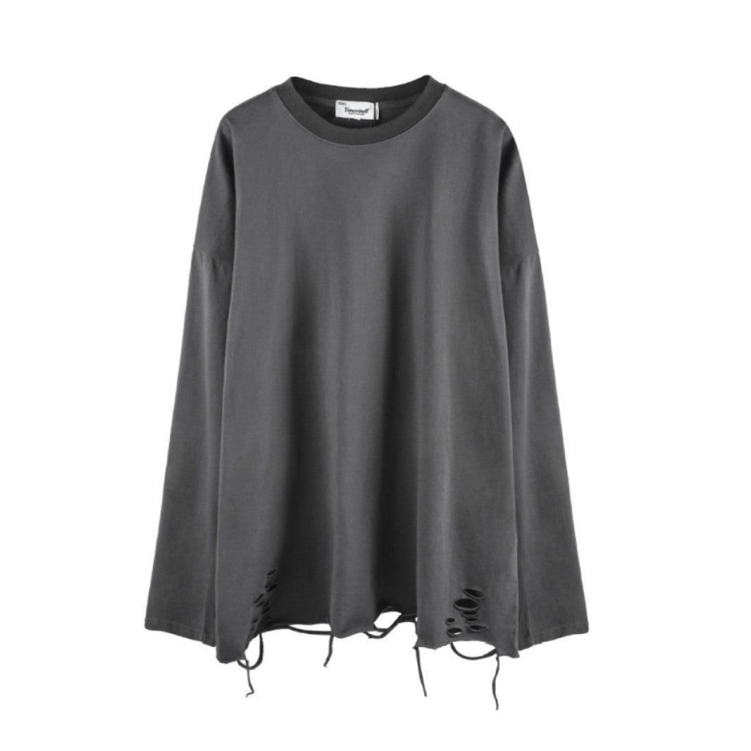 Raw Hem Damage Long Sleeve T-Shirt WN26833