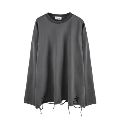 Raw Hem Damage Long Sleeve T-Shirt WN26833