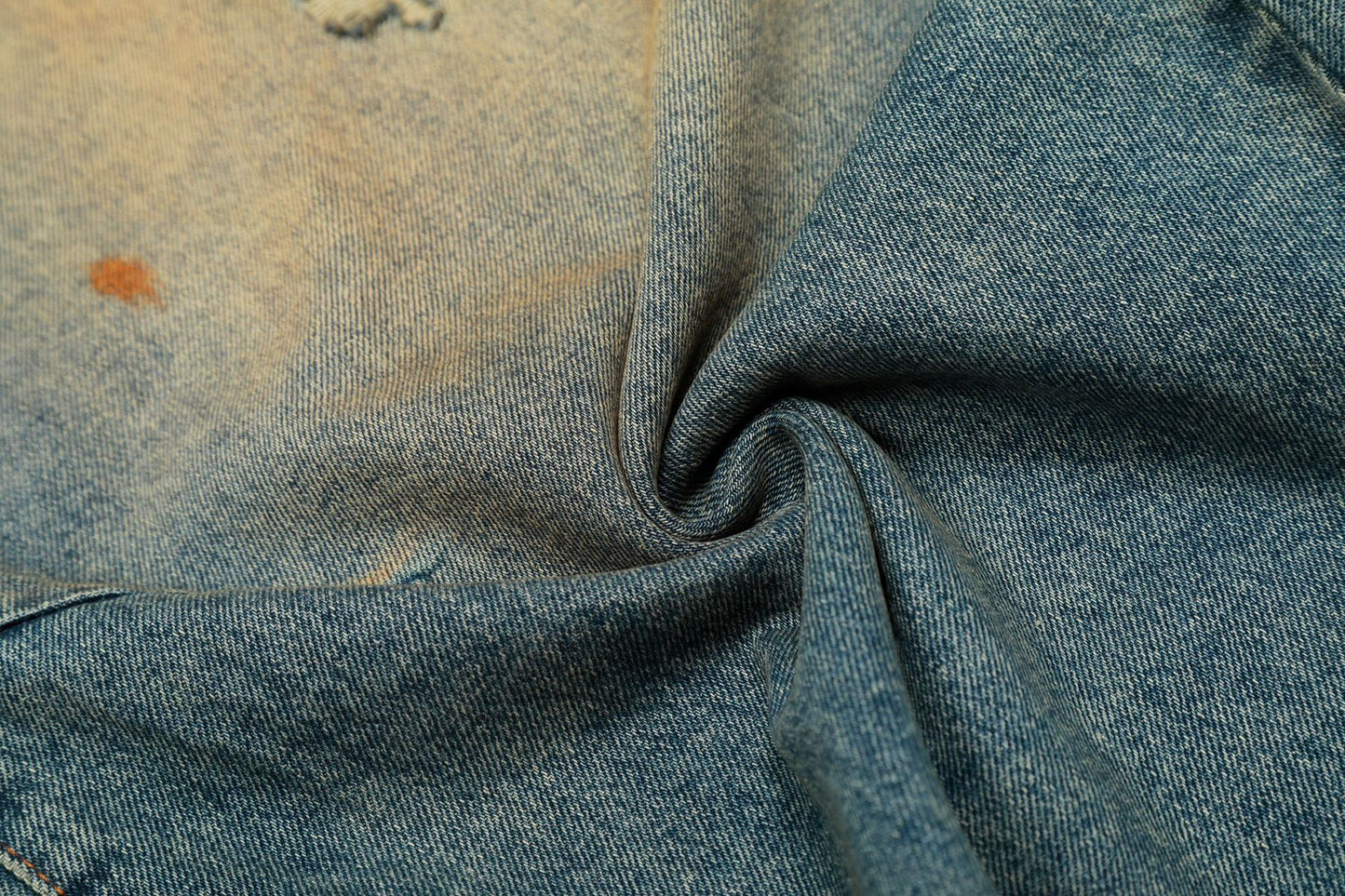 Dirty Washed Curved Wide Leg Denim Jeans WN25914