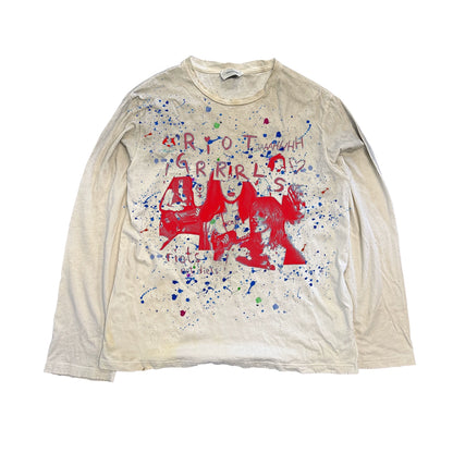 Washed Graphic Design Long Sleeve T-Shirt WN16823