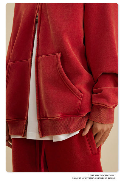 Oversize Washed Zipper Hoodie WN6461