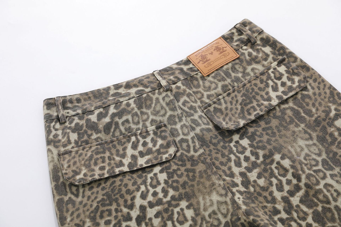 Leopard Print Multi-Pocket Wide Leg Half Pants WN25827