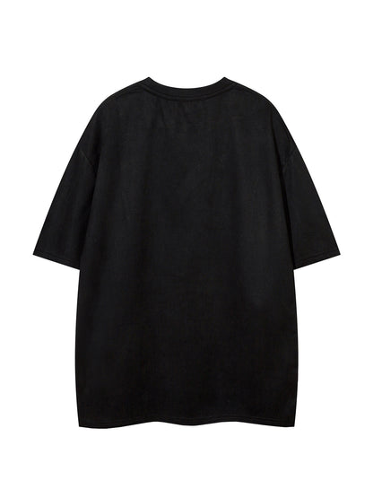 Suede Letter Print Short Sleeve T-Shirt WN25583