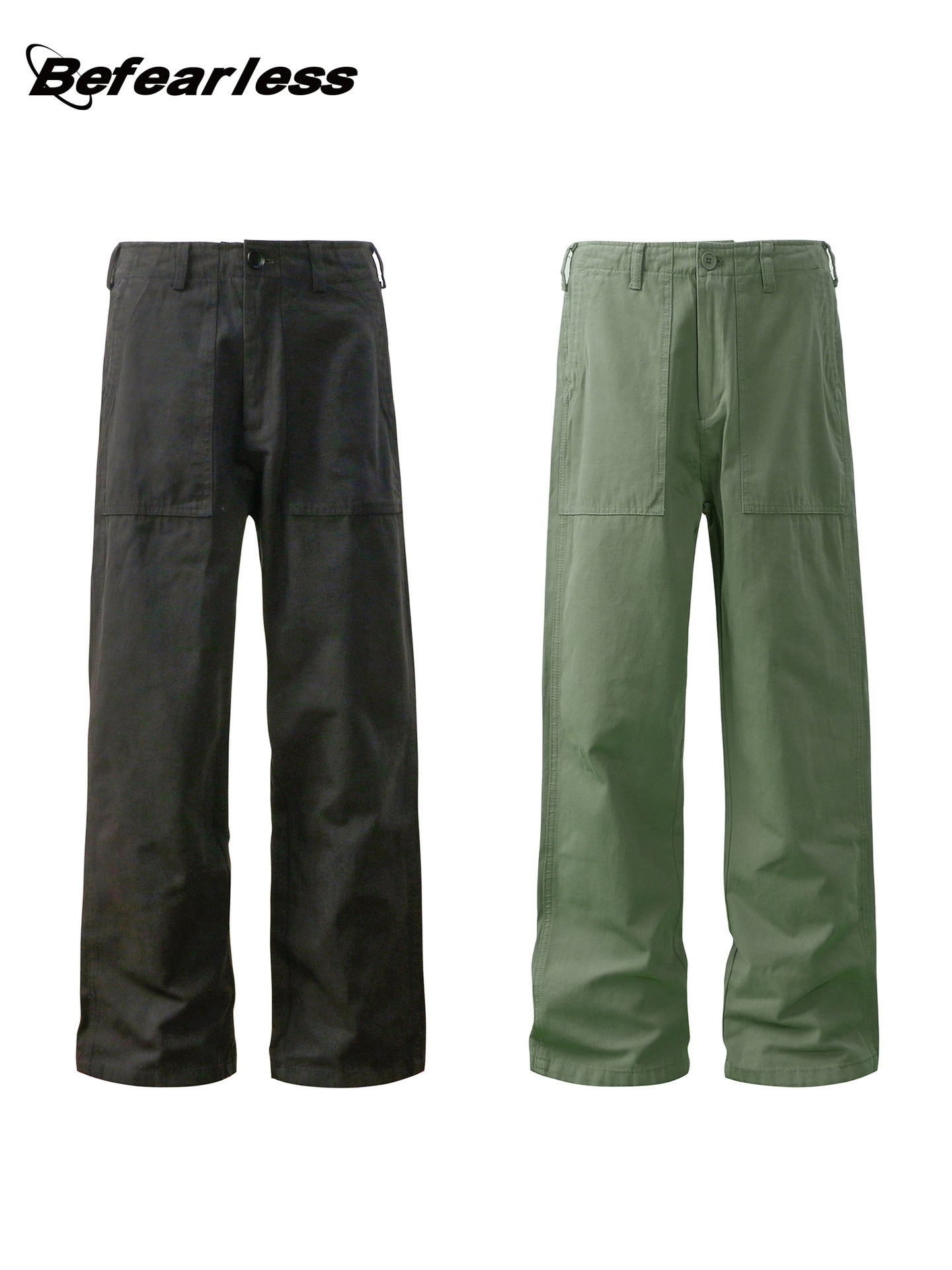 Washed Straight Wide Leg Work Pants WN26378