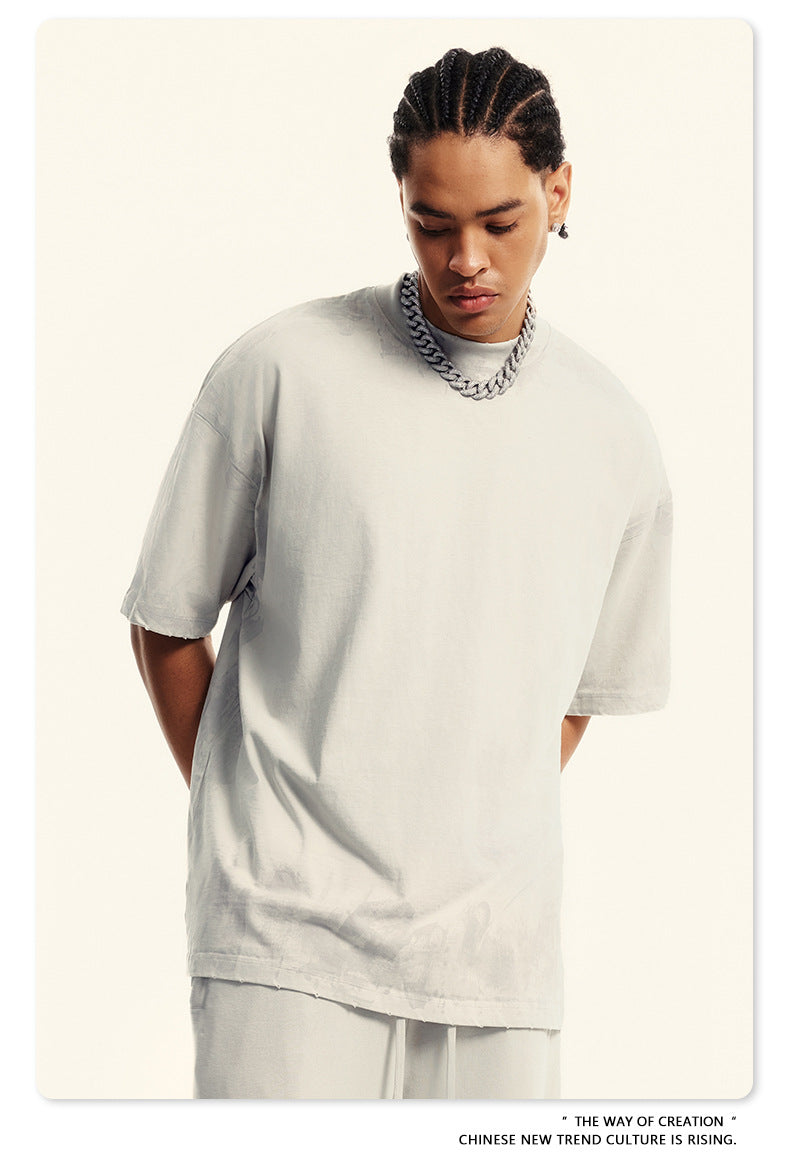 Washed Damage Oversize Heavyweight Short Sleeve T-Shirt WN6072