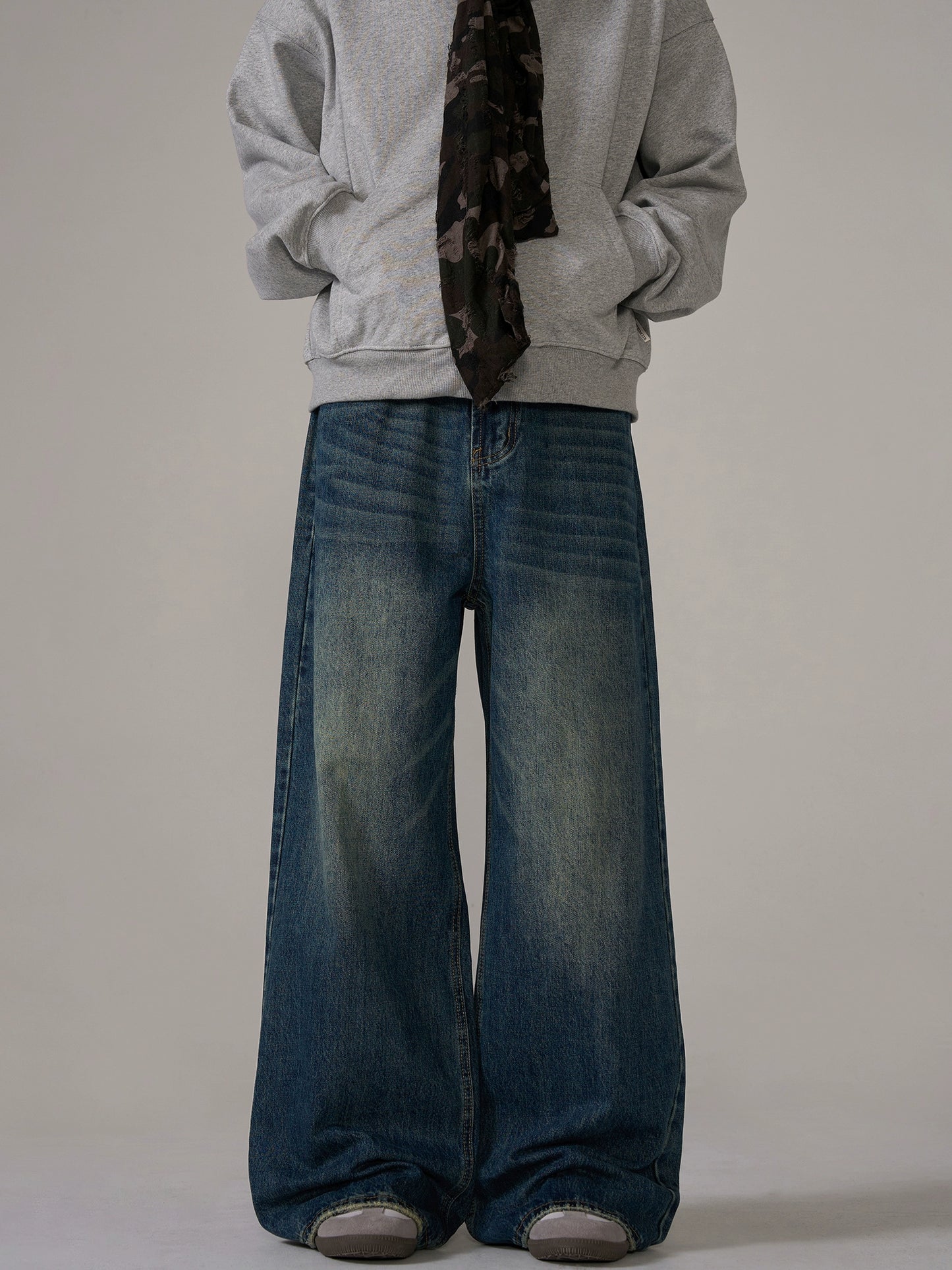 Washed Wide-Leg Straight Baggy Denim Jeans WN10656