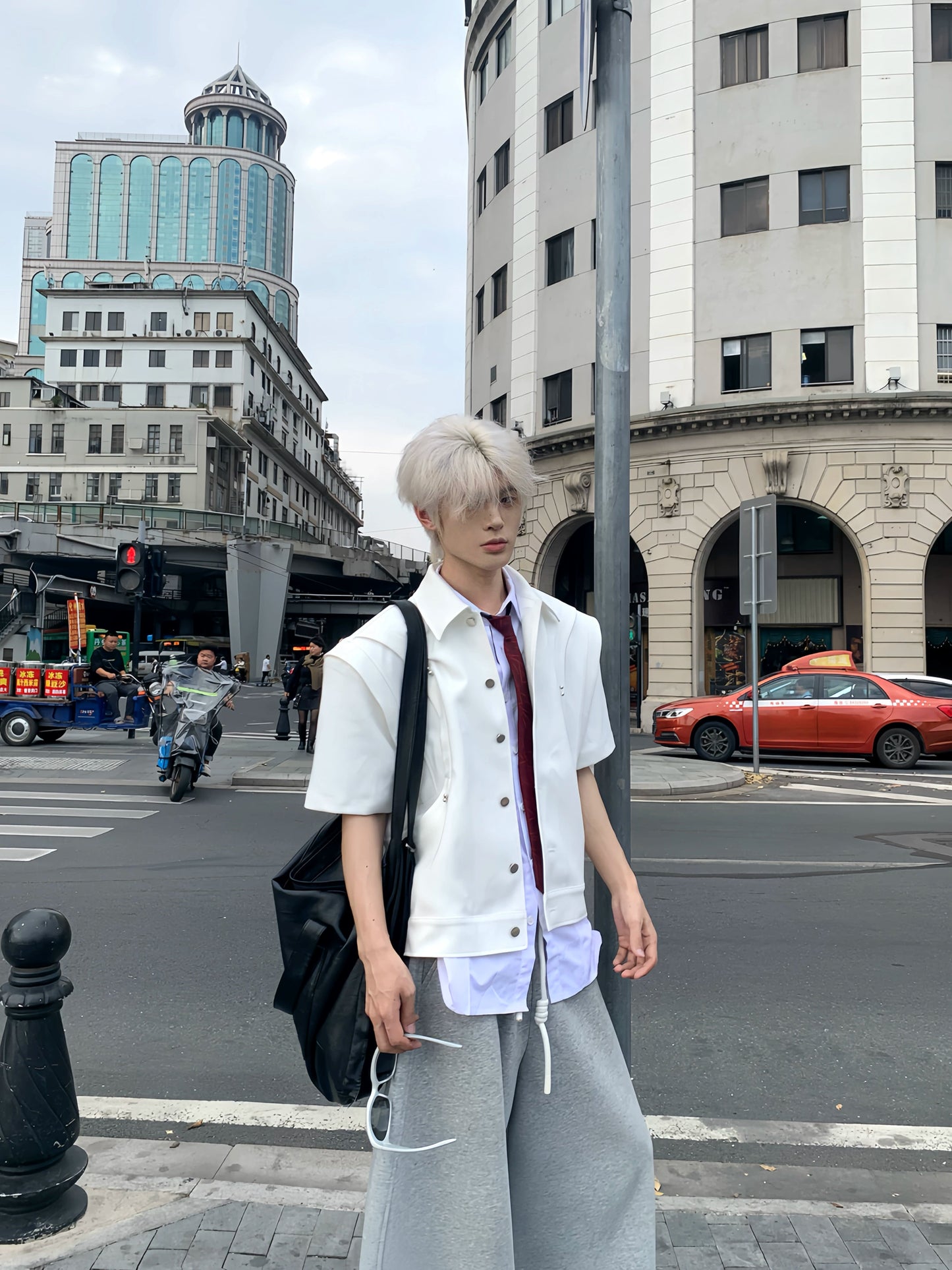 Double Layer Design Standing-Collar Jacket WN19861