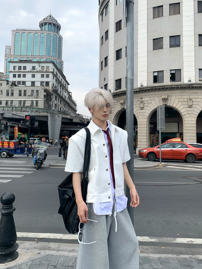 Double Layer Design Standing-Collar Jacket WN19861