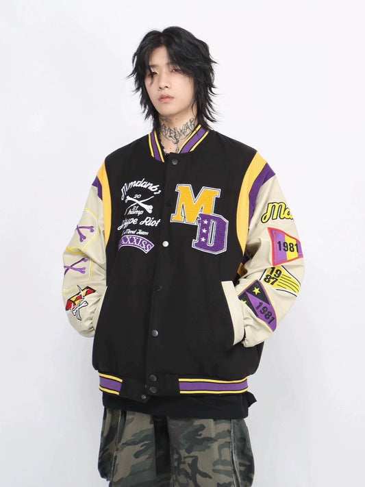 Oversize Embroidery Baseball Jacket WN8369