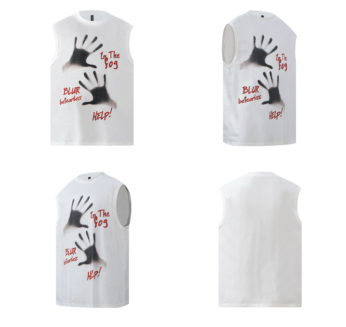 Hand Shadow Graphic Letter Print Oversize Sleeveless T-Shirt WN26321