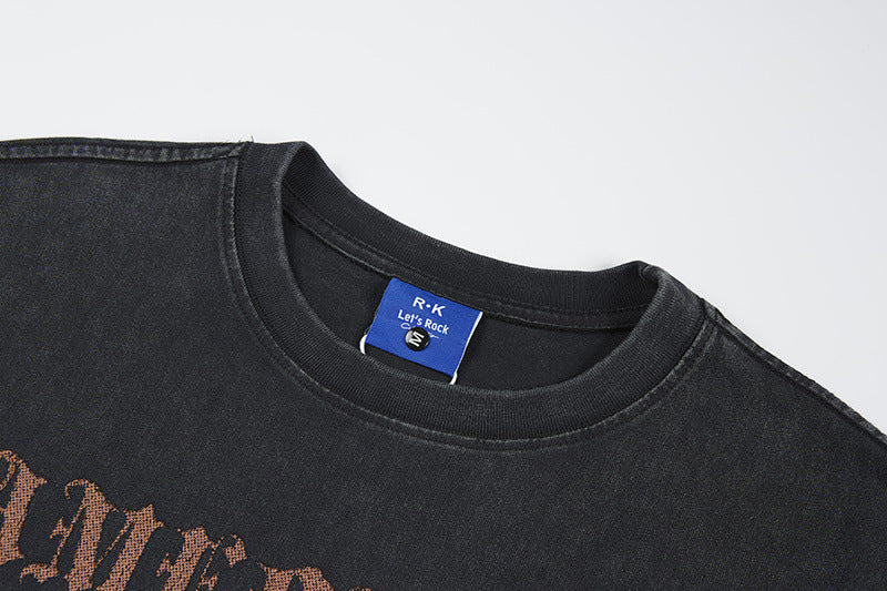 Washed Portrait Print Short Sleeve T-Shirt WN25785