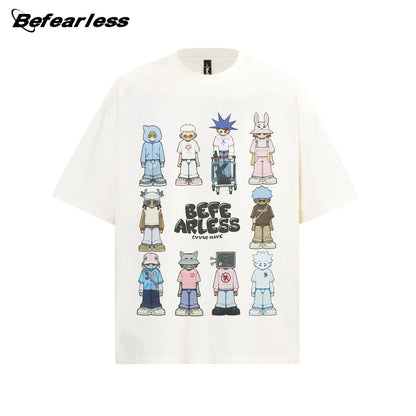 Character Graphic Letter Print Short Sleeve T-Shirt WN26200
