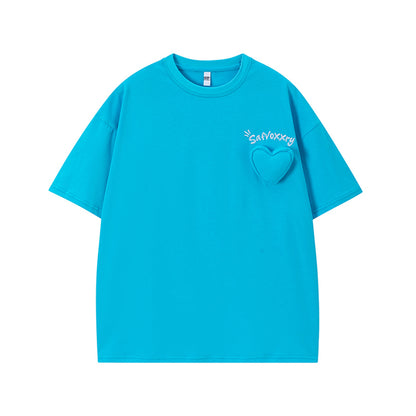 3D Heart Letter Embroidery Short Sleeve T-Shirt WN26923