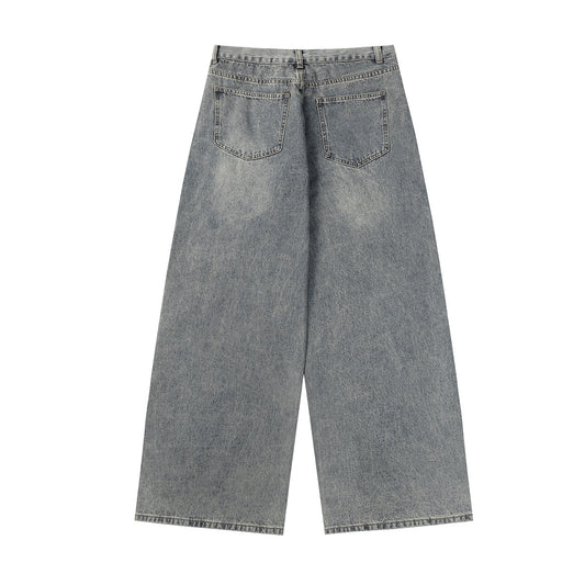 Panel Design Wide Leg Denim Jeans WN25497