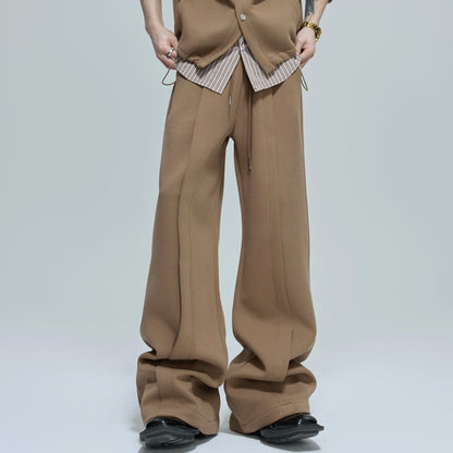 Striped Fake Layered Jacket & Flare Pants Setup WN21755