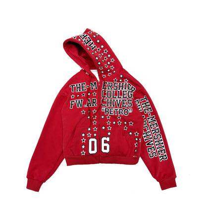 Graphic Print Fleece Oversize Zipper Hoodie WN24374