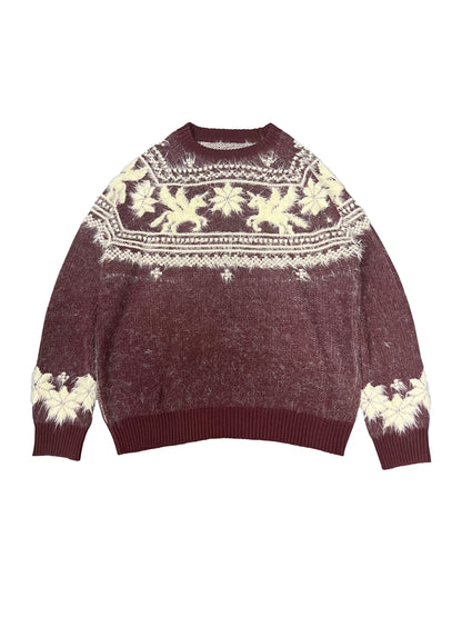 Unicorn Design Wool Blend Fake Mink Fair Knit Sweater WN19047