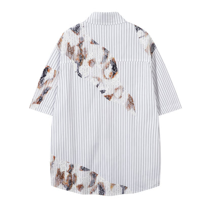 Stripe Burn Print Short Sleeve Shirt WN26793