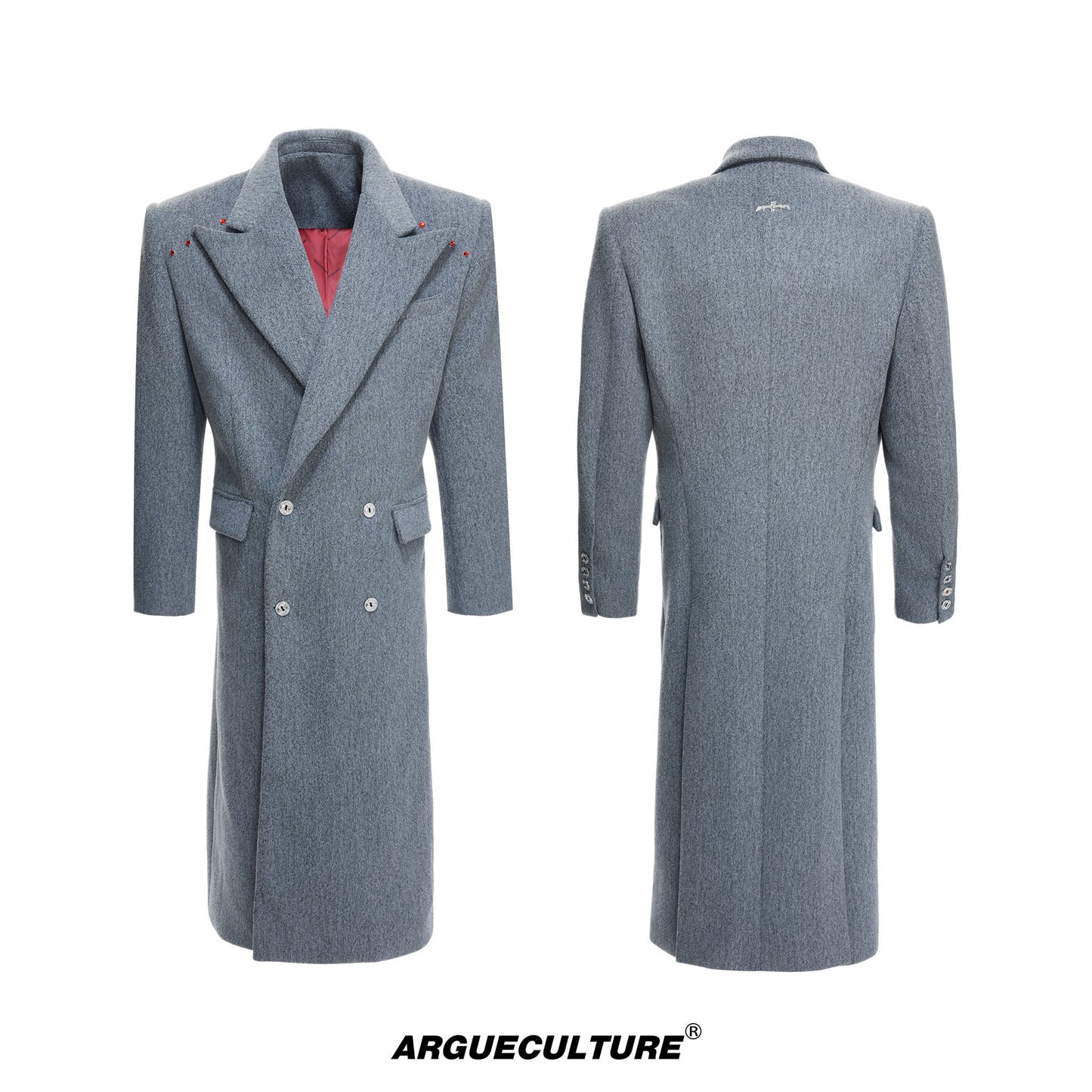 Heavyweight Double-Breasted Waist-Cinched Slit Coat WN23330