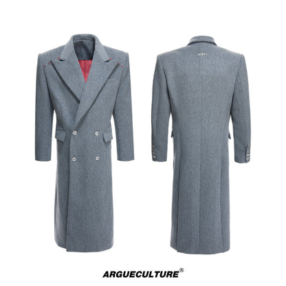 Heavyweight Double-Breasted Waist-Cinched Slit Coat WN23330