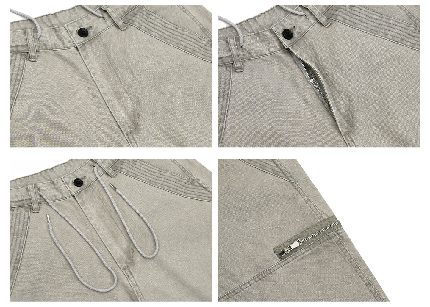 Heavyweight Washed Pleats Wide Leg Cargo Pants WN26307