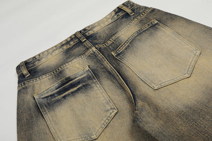 Washed Fade Wide Leg Denim Jeans WN25414