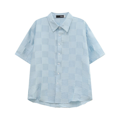 Geometric Texture Oversize Short Sleeve Shirt WN24862