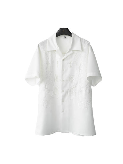 Design Embroidery Open Collar Short Sleeve Shirt WN23613
