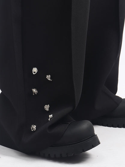 Studs Decor Wide Leg Trousers WN23723