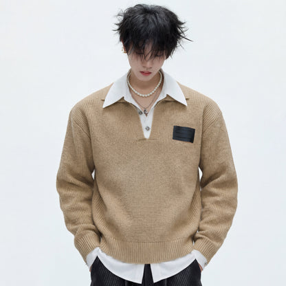 Fake Layered Wool Blend Short Knit Sweater WN23323