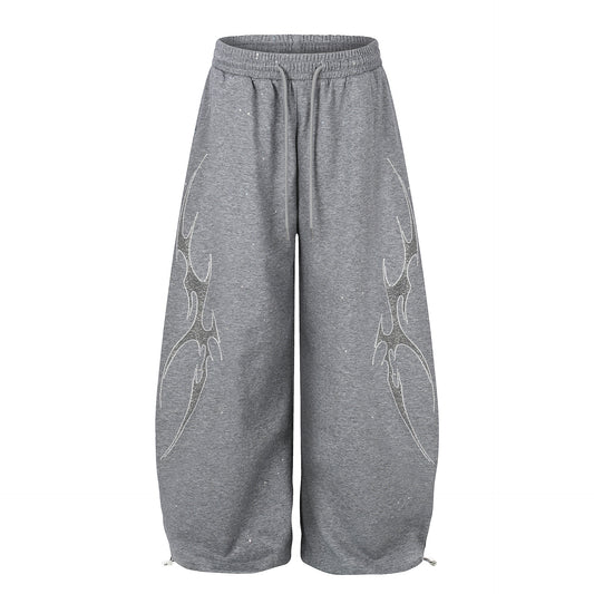 Tribal Print Drawstring Wide Leg Sweatpants WN25395