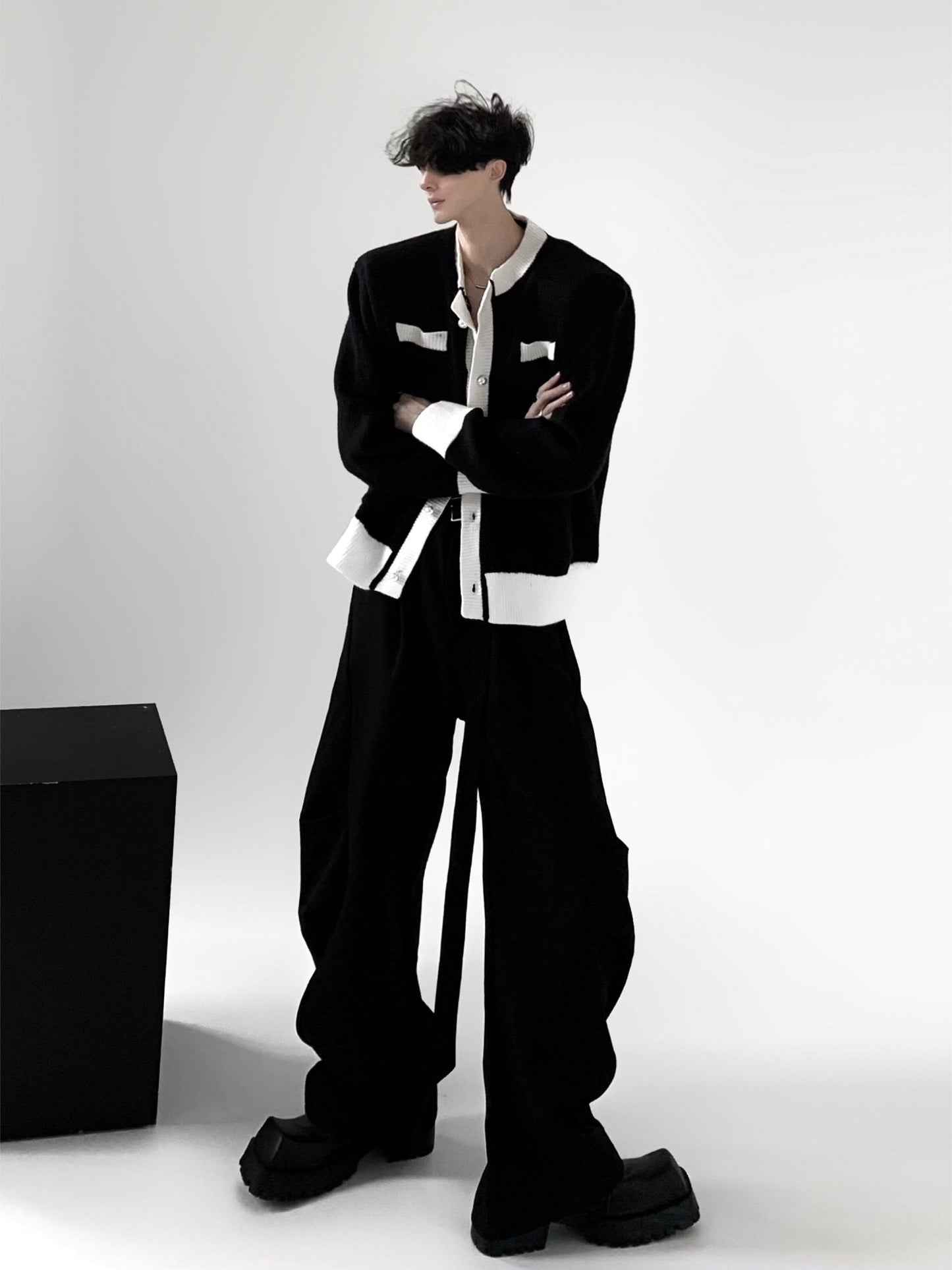 3D Pleats Draping Wide Leg Trousers WN15410