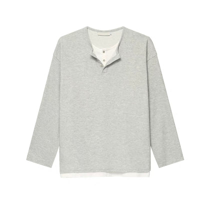 Fake Layered Button Long Sleeve T-Shirt WN25163