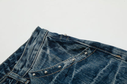 Washed Wide Leg Denim Jeans WN15513