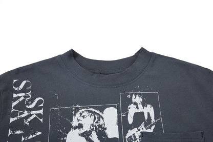 Band Print Short Sleeve T-Shirt WN26005