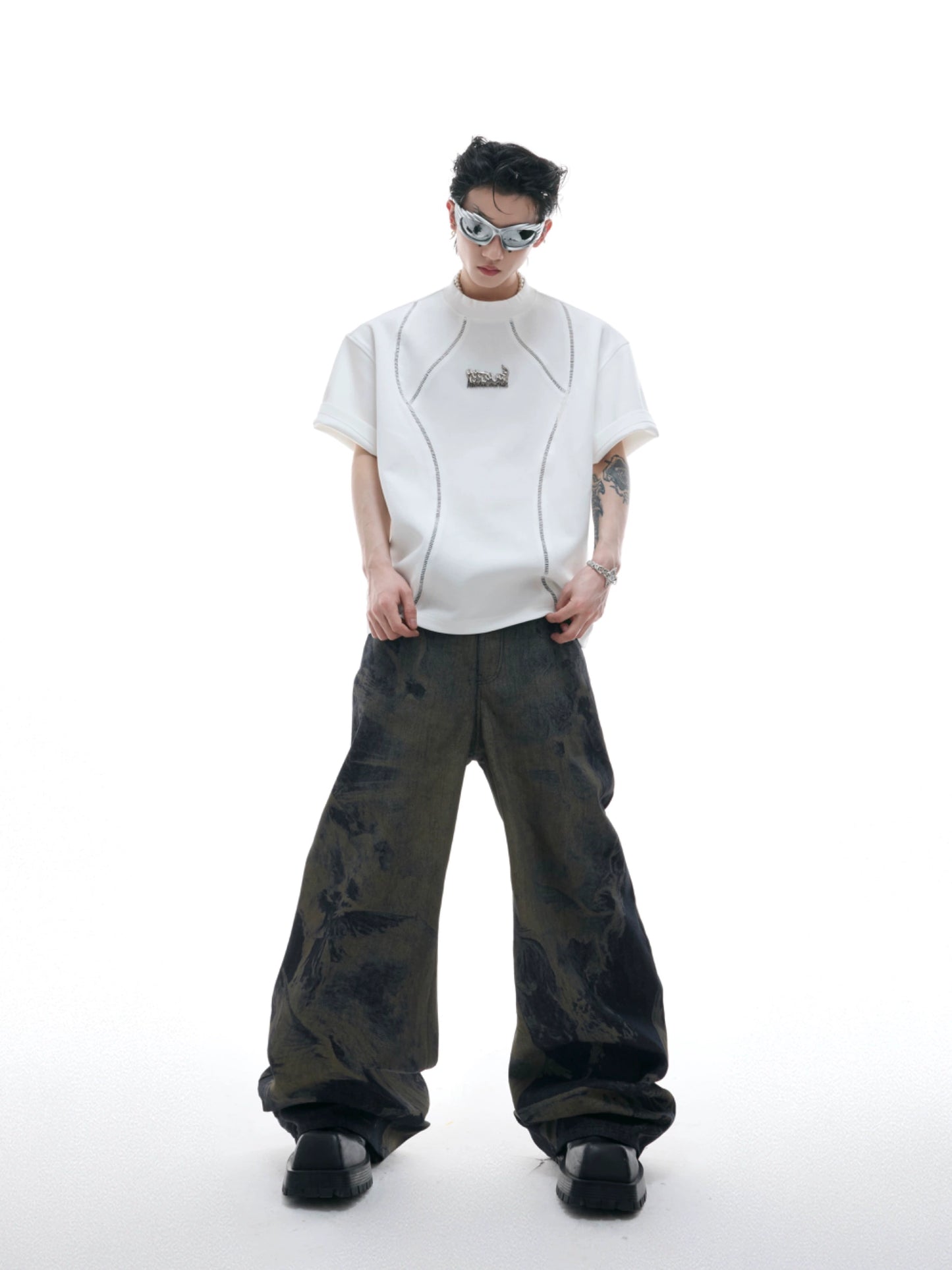 Deconstructed Metal Detail Short Sleeve T-Shirt WN18387