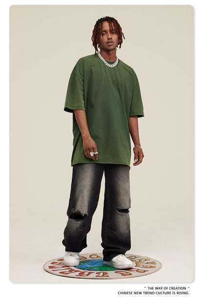 Washed Damage Oversize Short Sleeve T-Shirt WN6068