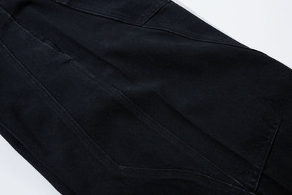 Washed Curved Panel Denim Jeans WN13127