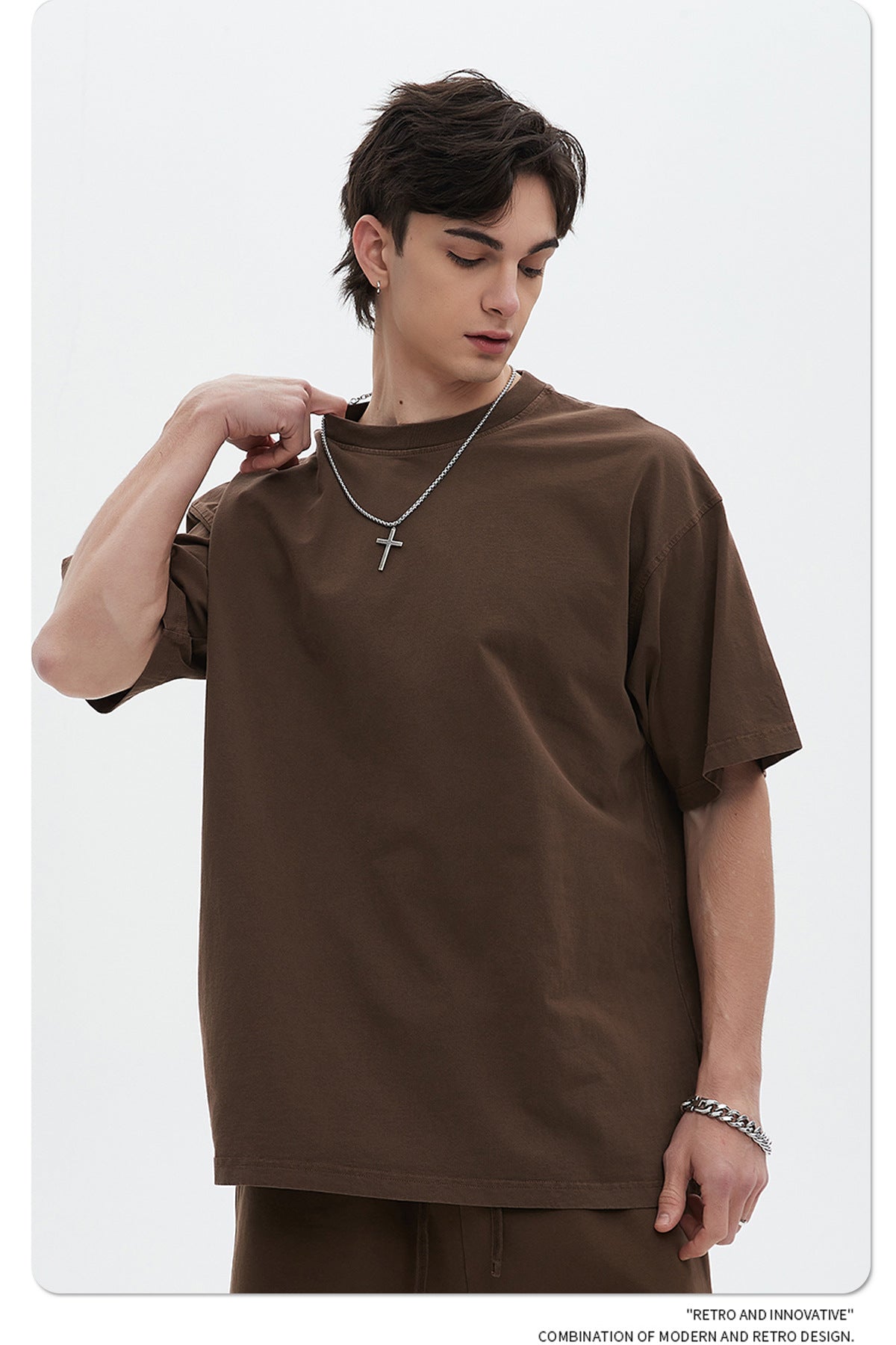 Oversize Washed Short-sleeve-T-shirt & Washed Short Sweatpants Setup WN6633