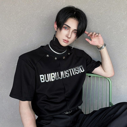 Oversize Letter High-Neck Short Sleeve T-Shirt WN25092