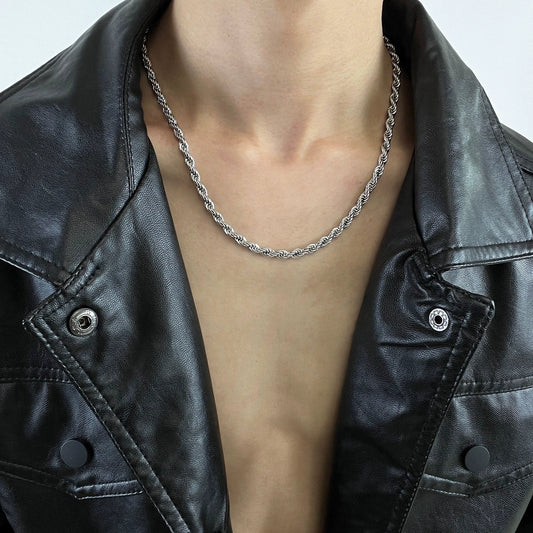 Twist Chain Titanium Steel Necklace WN19224