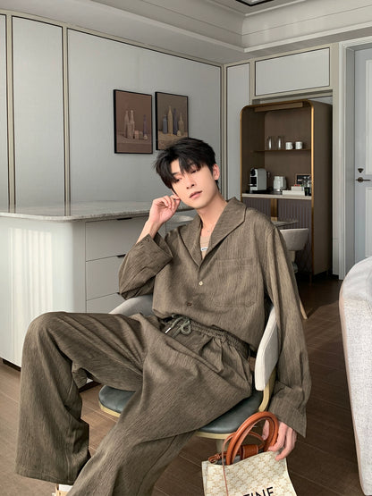 Oversize Long Sleeve Shirt & Drawstring Pants Setup WN20491