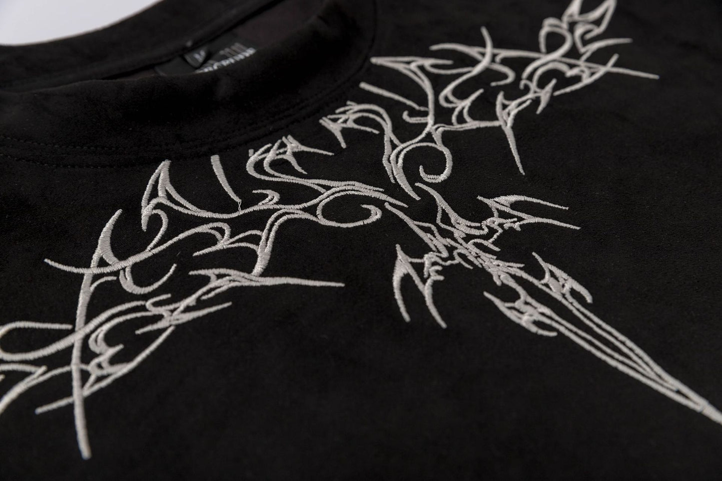 Wing Embroidery Suede Short Sleeve T-Shirt WN16189