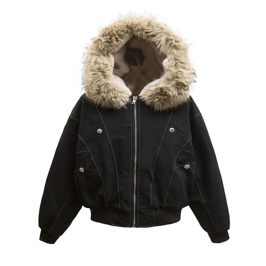 Fur Collar Sherpa-Lining Hooded Padded Jacket WN11334