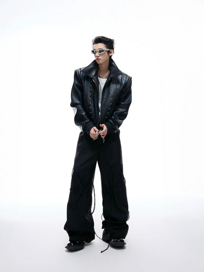 Vine Embroidery PU Leather Jacket WN20543