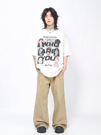 Letter Graphic Print Oversize Short Sleeve T-Shirt WN24493