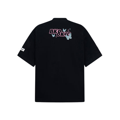 Butterfly Letter Print Oversize Short Sleeve T-Shirt WN26896