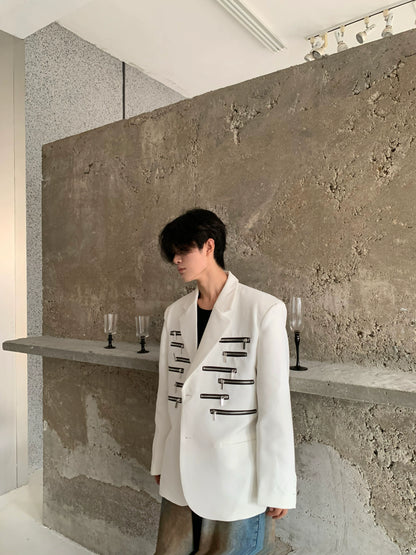 Zipper Patchwork Tailored Jacket WN19816
